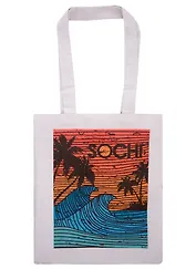 Сумка сувенирная Сочи Волны, пальмы (средняя)(текстиль)