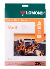 Фотобумага матовая двусторонняя Lomond, А4, 230 г/м2, 50 листов