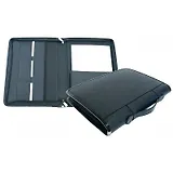 Папка деловая 250*350 кожзам, черная, 2 кармана, кармашки под визитки, ручка, Канцбург