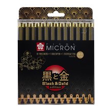 Ручки капиллярные черные 12шт "Pigma Micron Gold Limited Edition" 003-12, brush, PN