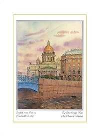 Постер Виды Санкт-Петербурга Голубой мост. Вид на Исакиеский собор м/ф [ХА60-050]