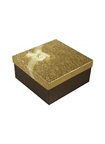 Коробка подарочная "Золото" с сердцем 12,5*12,5*6см, декор.бант, картон, Хансибэг