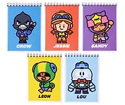 Блокнот А6 40 листов, нелинованный, "Lou, Crow, Sandy, Jessie, Leon" спираль, в ассортименте