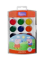 Краски акварельные 18цв "Свинка Пеппа" пл/уп., б/к., Харис