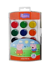 Краски акварельные 18цв "Свинка Пеппа" пл/уп., б/к., Харис