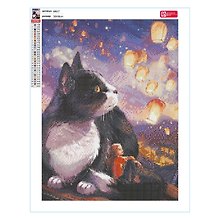 Набор для творчества Феникс+. Алмазная мозаика «Котик с фонариками», 30 х 40 см