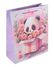 Пакет А4 32*26*12 "Панда в цветах" дет., бум.мат.ламинат