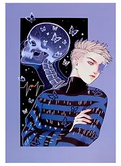 Книга для записей А5 128л кл. "Asterdis (Эксклюзив)" интегр.перепл., ламинация soft-touch, тиснение фольгой