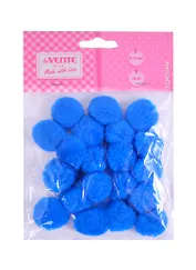 Набор помпонов для творчества deVENTE (голубой) (20 шт.) (25 мм.) (3+) (8000022) (deVente) (упаковка)