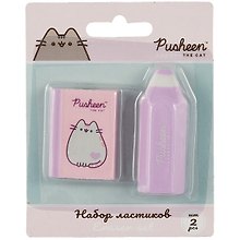 Ластики 02шт "Pusheen" книжка и карандаш, блистер