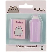 Ластики 02шт "Pusheen" книжка и карандаш, блистер