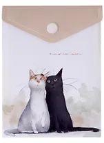 Папка-конверт А6 на кнопке "Коты. Павлик и Валера", вертикальная