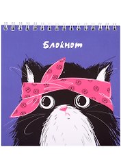 Блокнот 140*140мм 60л кл. "ХИП ХОП КОМАНДА" гребень, сплошн.глянц.УФ-лак, офсет 65г/м2