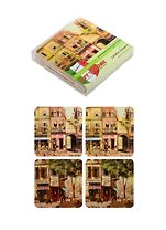 Набор подставок под кружку Парижское кафе (4 шт) (CST-04-Cafe) (10х10, пробка) GiftLand