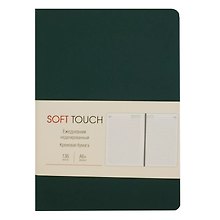 Ежедневник недатированный «Soft Touch» А6+, зелёная тайга, 136 листов, экокожа, Listoff