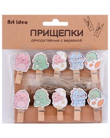 Прищепки декоративные с веревкой "Дино"