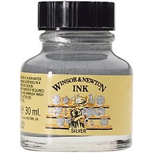 Тушь Winsor&Newton для рисования, серебряный, флакон c пипеткой 30мл