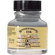 Тушь Winsor&Newton для рисования, серебряный, флакон c пипеткой 30мл