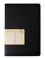 Ежедневник дат. 2026г. А5 176л "MAPLE" черный, 7Б, иск.кожа, обл.поролон, тв.переплет, тонир.блок, скругл.углы, ляссе, инд.уп