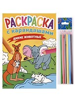 РАСКРАСКА С КАРАНДАШАМИ. ДИКИЕ ЖИВОТНЫЕ