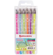 Ручки гелевые Brauberg, Jet, 6 цветов 0,7 мм