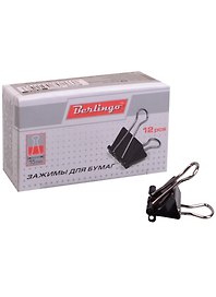 Зажимы для бумаг Berlingo, 15 мм, 12 штук, черные