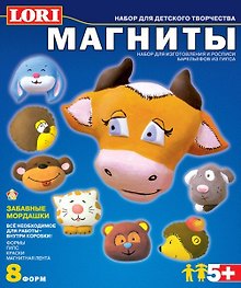 Набор для творчества, набор для изготовления и росписи барельефов из гипса, "Забавные мордашки", +5, в коробке