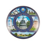 Тарелка декоративная Памятник 1000-России с подставкой (15см) (фарфор) (Великий Новгород) (15-K6-28-2)