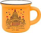 Кружка фарфор.мал.под эмаль оранжевая From SPb with love. Исаакий 100мл