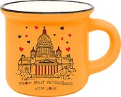 Кружка фарфор.мал.под эмаль оранжевая From SPb with love. Исаакий 100мл