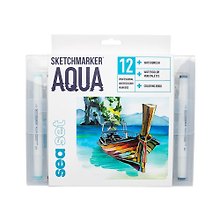 Маркеры акварельные 12цв Aqua Pro Sea Set , к/к, Sketchmarker