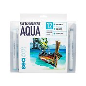 Маркеры акварельные 12цв Aqua Pro Sea Set , к/к, Sketchmarker