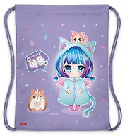 Мешок для сменной обуви "Девочка-кошка" 33 х 42 см, 1 отделение