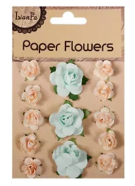 Набор для творчества, Цветы Paper Flower 3 больш.+10маленьк., голубые и персиковые