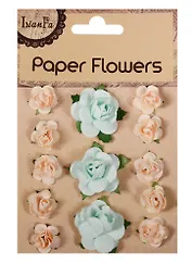 Набор для творчества, Цветы Paper Flower 3 больш.+10маленьк., голубые и персиковые