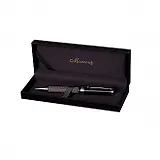 Ручка подарочная шариковая "Roma" черн.с серебр.отд., к/з футл., Manzoni