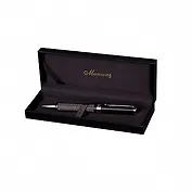 Ручка подарочная шариковая "Roma" черн.с серебр.отд., к/з футл., Manzoni