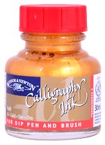 Тушь для каллиграфии 30мл золотая (красная крышка), Winsor&Newton