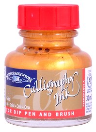 Тушь для каллиграфии 30мл золотая (красная крышка), Winsor&Newton