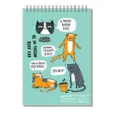 Блокнот А5 60л кл. "КОШАЧЬИ ШАЛОСТИ" гребень, УФ-лак