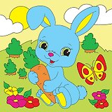 Холст с красками "Милый зайка", 15 х 15 см