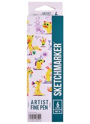 Ручки капиллярные 6цв Artist fine pen Basic 5, к/к, Sketchmarker