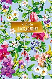 Открытка двойная С днем Рождения код Н 0164.443