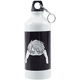 Бутылка с карабином Аниме Синтонимы  Персонаж с воротником (ч/б) (Медина Мирай) (металл) (600мл) (БМ2022-23)