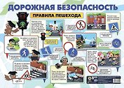 Тематический плакат "Дорожная безопасность. Правила пешехода" (Формат А2)