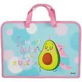 Папка для тетрадей А4 "Avocorn" 34*24,5*3см пластик, молния, текст.ручки, расширение