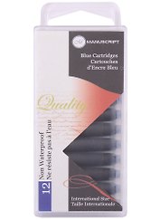 Картриджи синие 12шт "Fountain Pen", 38мл, блистер, Manuscript 