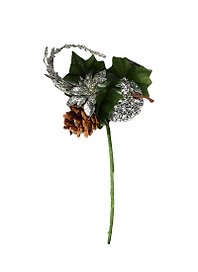Букетик в пакете с подвесом, с серебрянным яблоком, цветком и шишкой (11-00448-YH96160207)