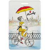 Чехол для карточек Москва Девушка с зонтиком на велосипеде
