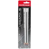 Карандаши Erich Krause, Megapolis, чернографитные HB с ластиком 3 штуки